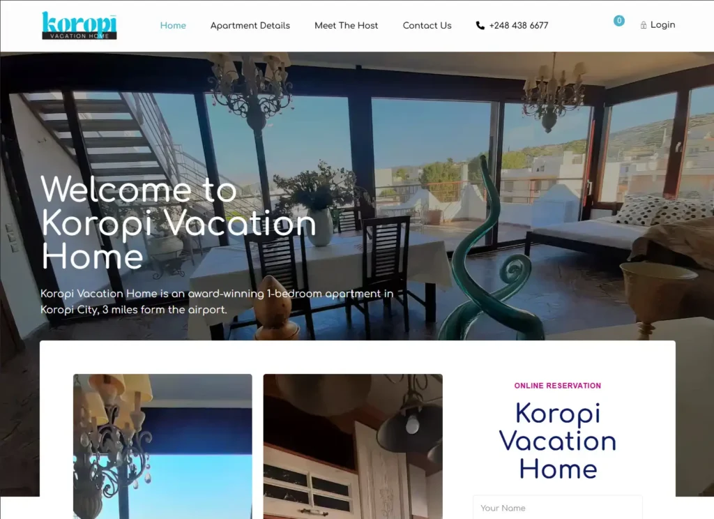 Δείγμα ιστοσελίδας ακινήτου airbnb